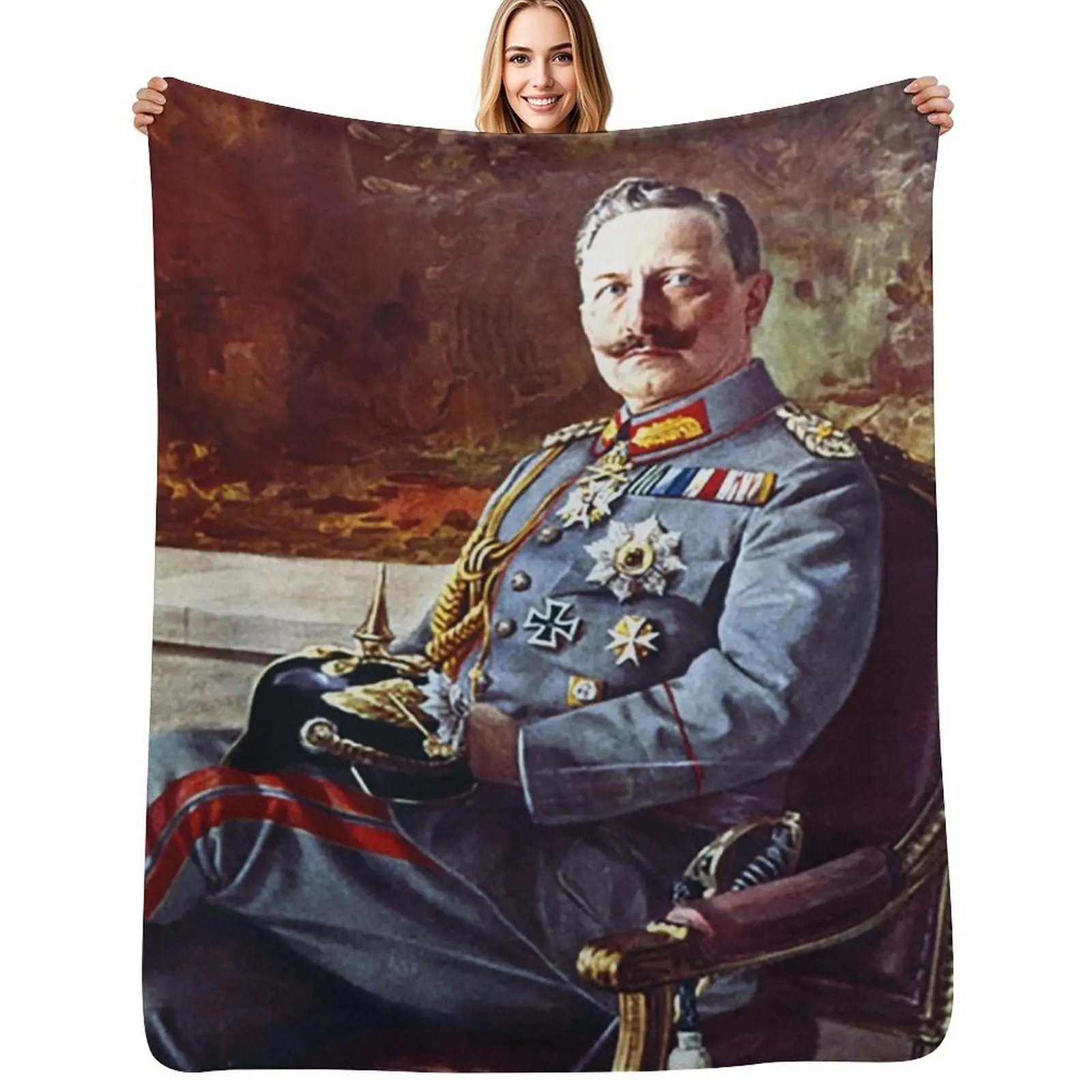 

Kaiser Wilhelm II, 1914 seated portrait Throw Blanket Foldable Soft Warm Blanket for Outdoor Use