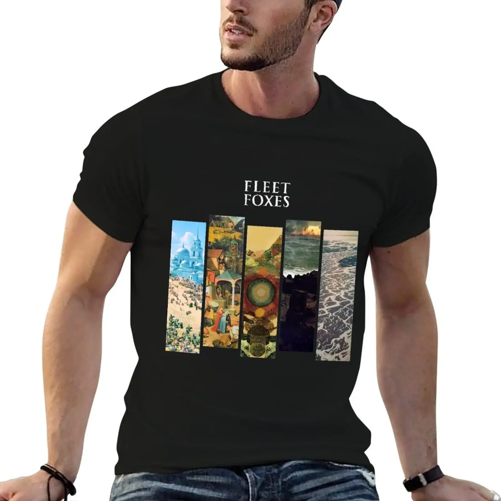 

Fleet Foxes - Album Discography Series T-Shirt Blouse Short sleeve tee fruit of the loom mens t shirts