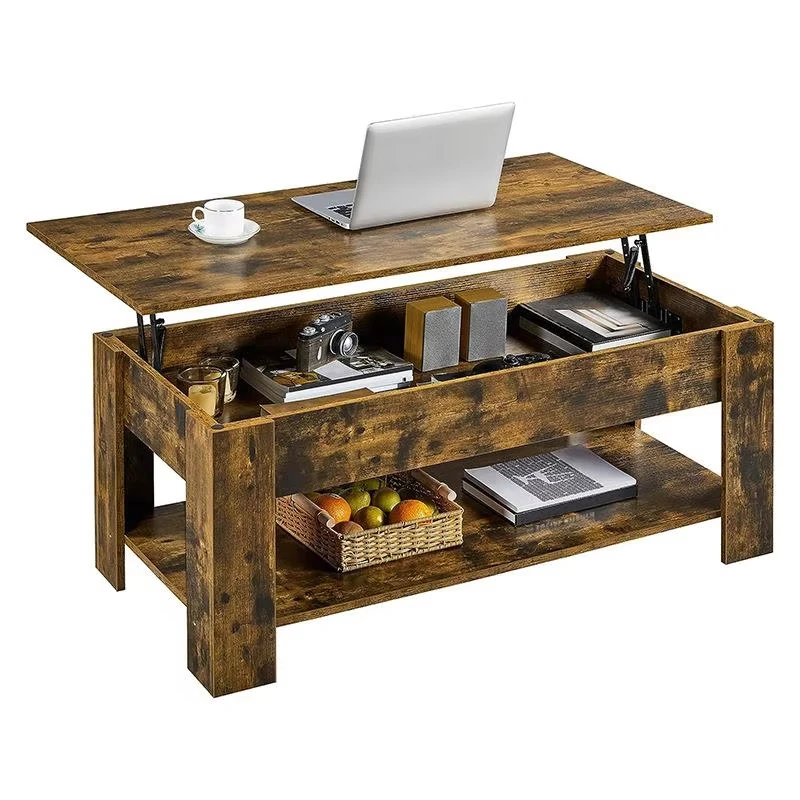 Multifunctional wooden lift-up coffee table, storage-type extendable lift-up center table, suitable for homes, home offices