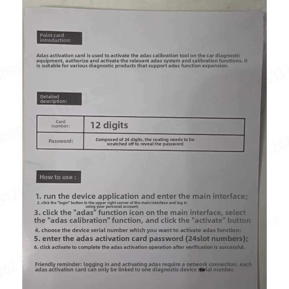 Activation Card for Launch X-431 Can Activate X-431 Encoder ADAS Software Function