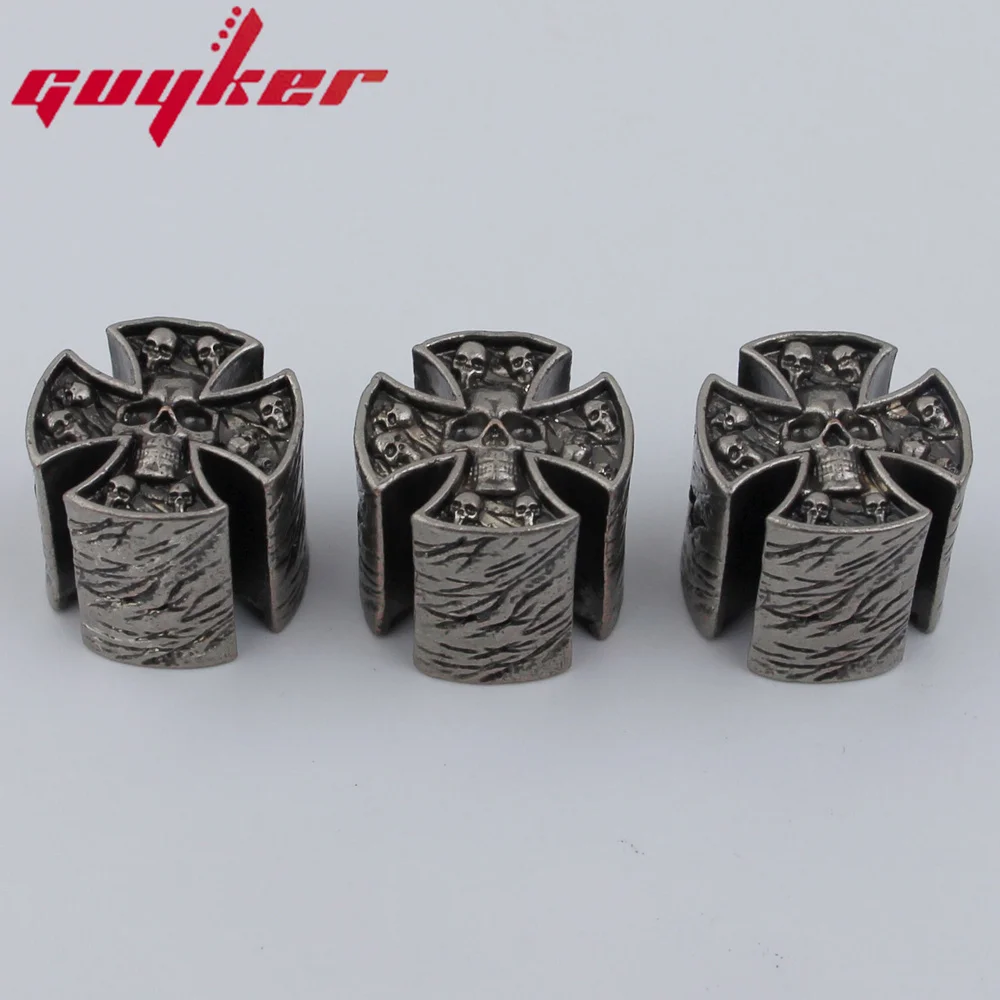 High Grade Copper GUYKER Electric Guitar Bass Knobs Cross Skeleton Style Dual Color Option