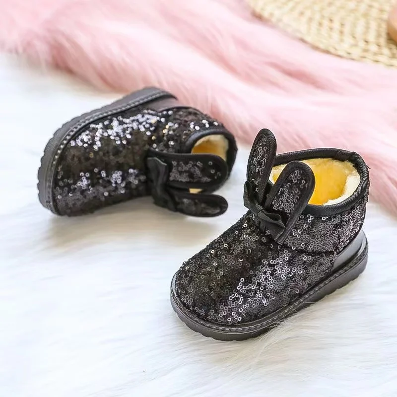 Echte Mode Pailletten Kinder Freizeit schuhe Baby Mädchen Schnee Mädchen Stiefel Kinder Laufschuhe Marke Sport Baby Stiefel