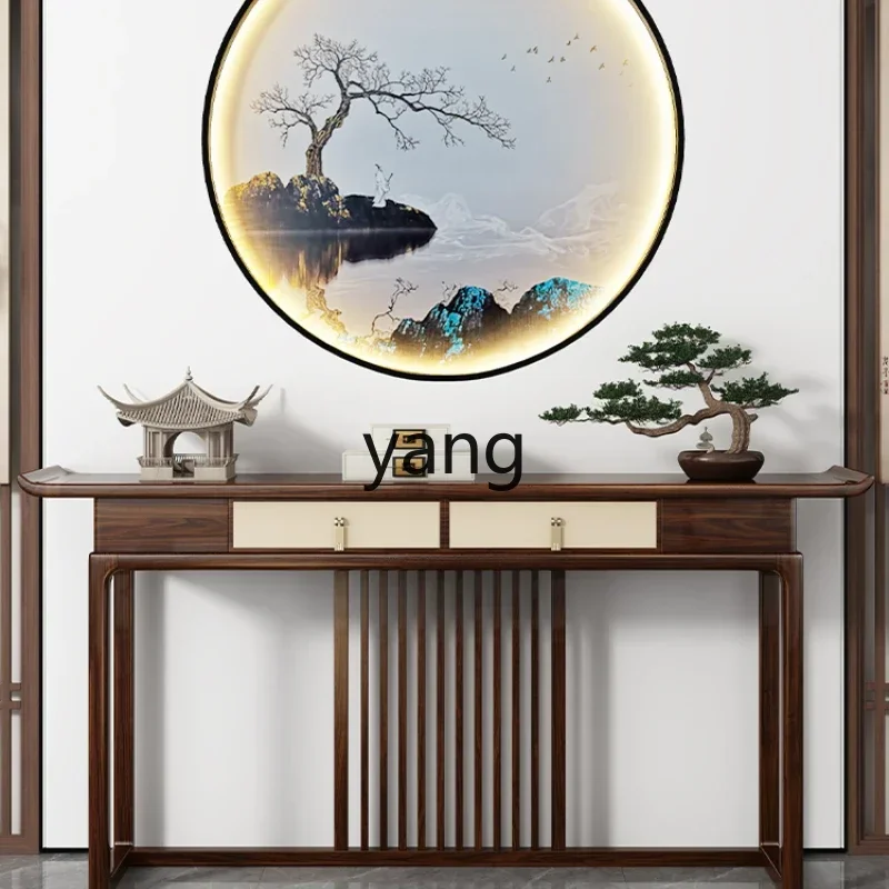 LH  new Chinese-style entrance table, central hall table, ebony wood entry against the wall, living room table