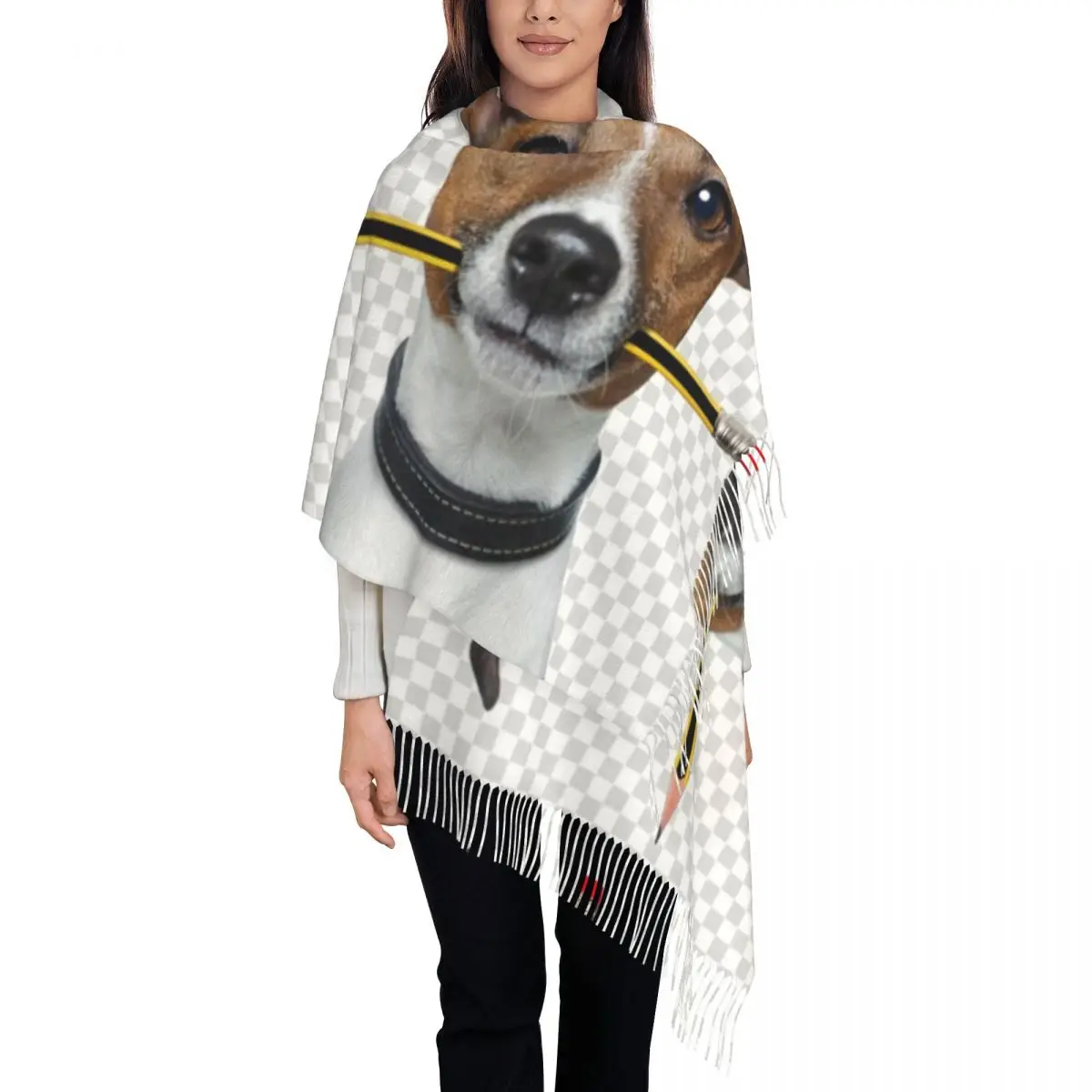 

Personalized Printed Jack Russell Terrier Dog With Pencil Scarf Men Women Winter Warm Scarves Animal Shawls Wraps