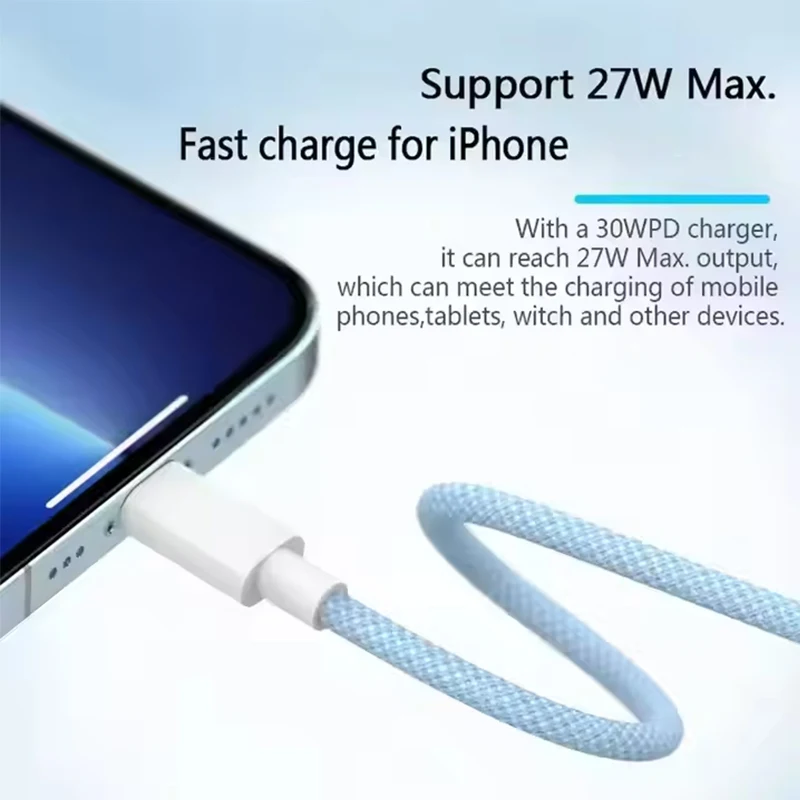 3A 1M 2M PD 20W USB-C كابل شحن آيفون 14 13 12 برو ماكس آي باد شحن سريع لسلك بيانات البرق كابل Leng #3