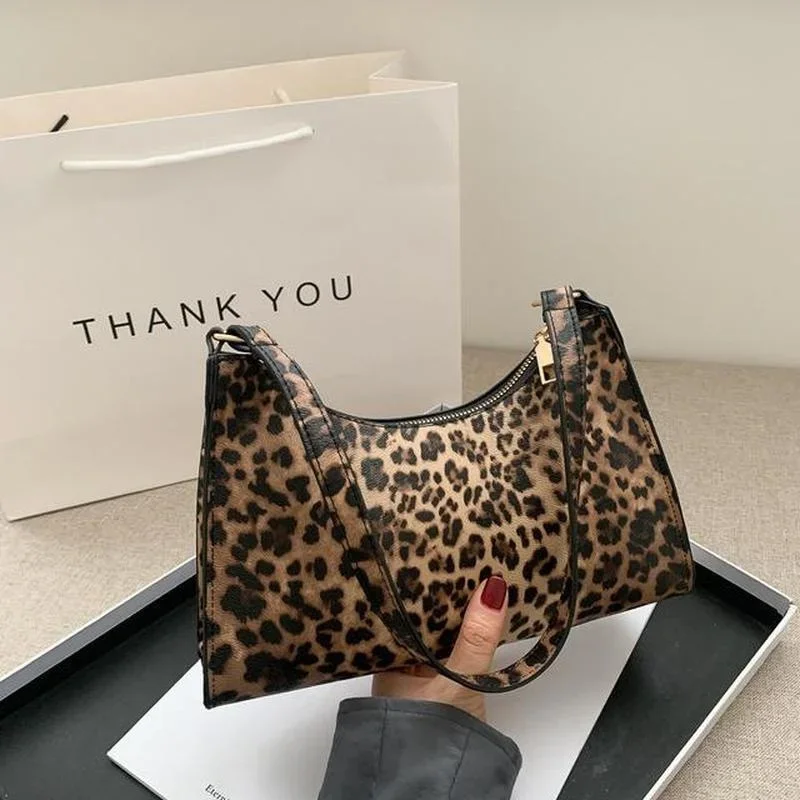 Underarm Bag for Women\'s Autumn New Leopard Print Retro Texture Shoulder Bag Trendy Niche Design Mini Crossbody Bag