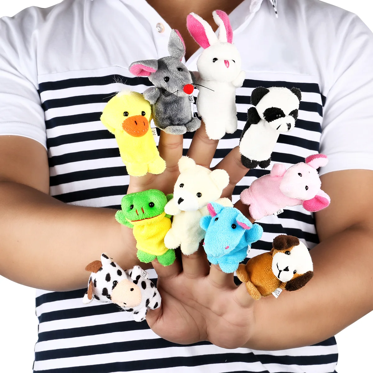 LEORX 10pcs Cartoon Animal Finger Puppets Dolls Props Toys (Random Pattern) Finger puppets for baby Finger puppets set