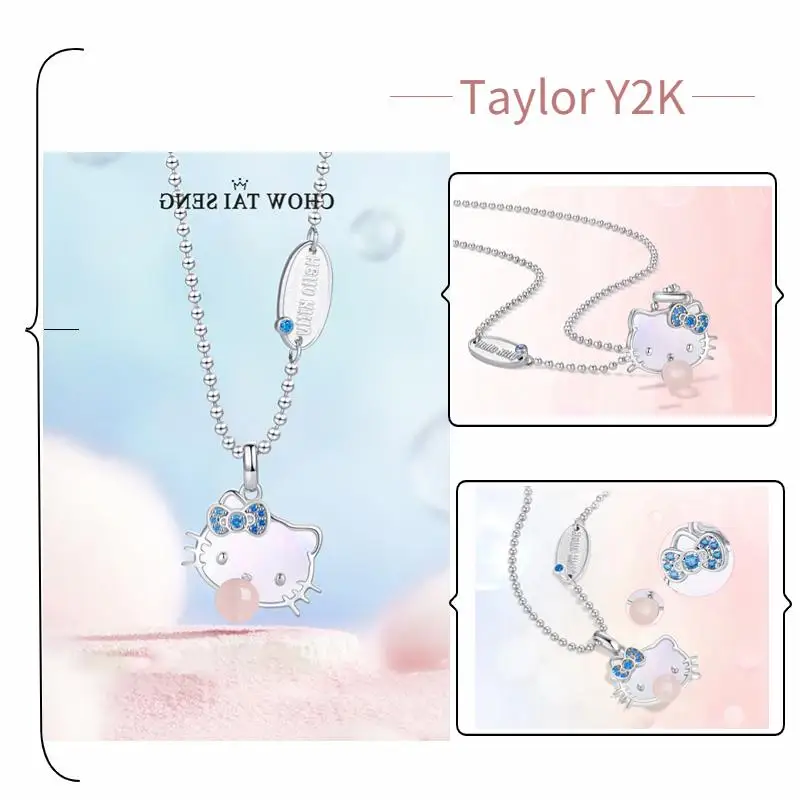 

Sanrio Hello Kitty Bubble Gum Necklace Anime Kawaii Fashion Original Personalized Collar Chain Y2K Sweet Girls Best Friend Gift