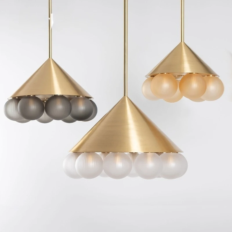 

Nordic retro Smoke gray/Clear/Milk white Lampshade Glass LED chandelier, Ceiling lustre for living Room Home interior lighting