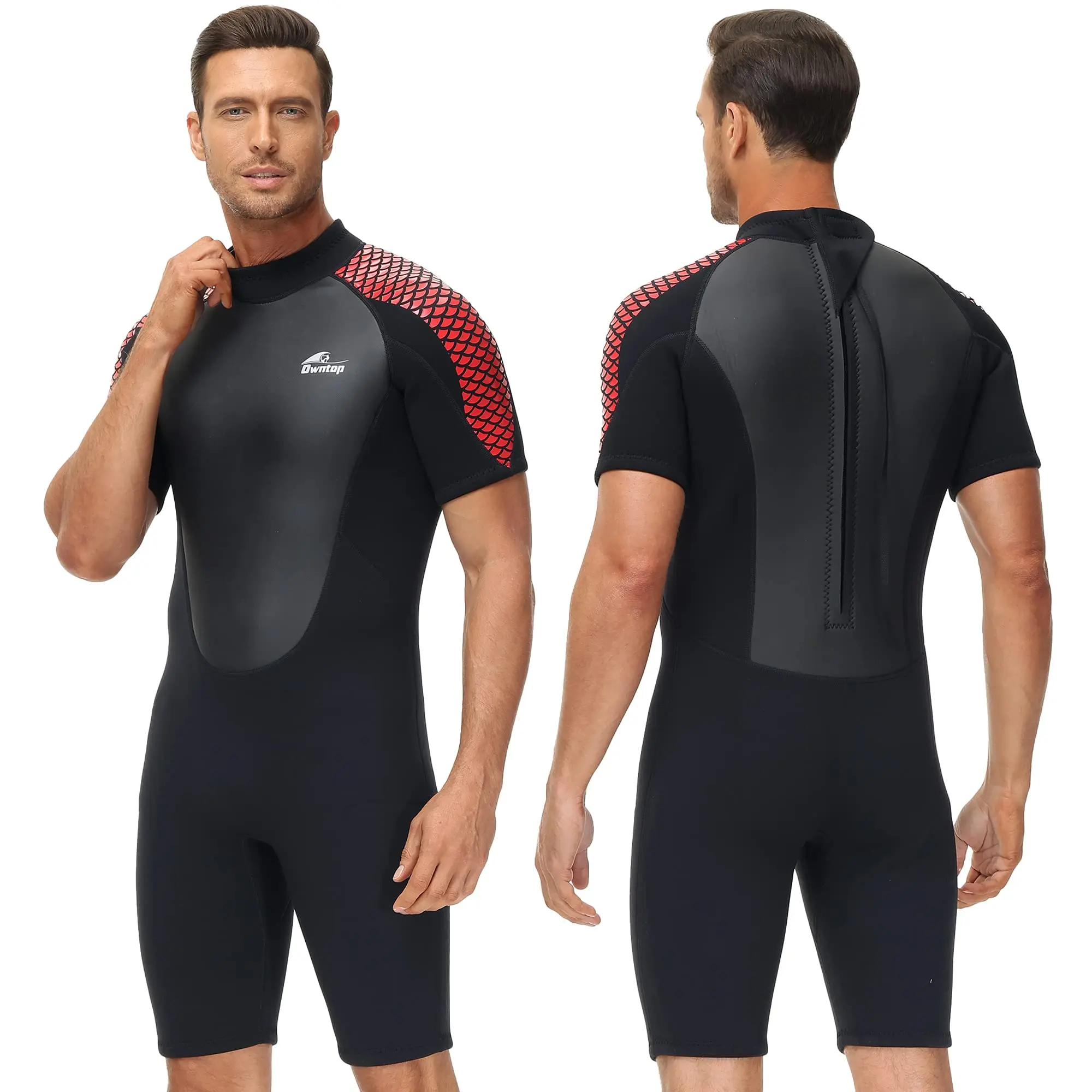 

Men's Neoprene Spearfishing Wetsuit, Short Sleeve Scuba Diving Suit, One Piece Surfing Jellyfish Wet Suit 3mm