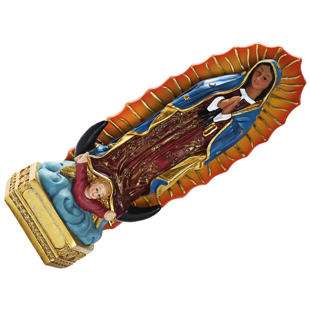 Jungfrau Maria Statue Harz 6,3 Zoll feine Handwerkskunst religiöse Dekoration für Schreibtisch Regal Kirche Katholizismus Schmuck