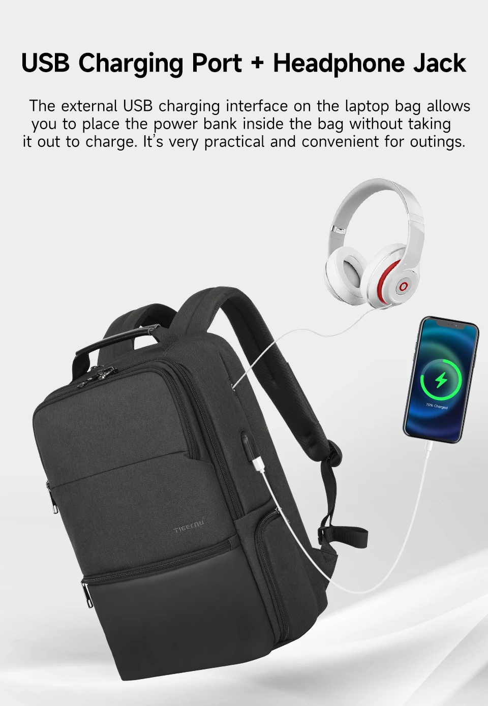 Tigernu Reise Rucksäcke Für Männer 15,6 17 19'' Laptop Rucksack Männlichen Business Rucksack Taschen Für Schule Rucksack Mochila Rucksack – Detail 9