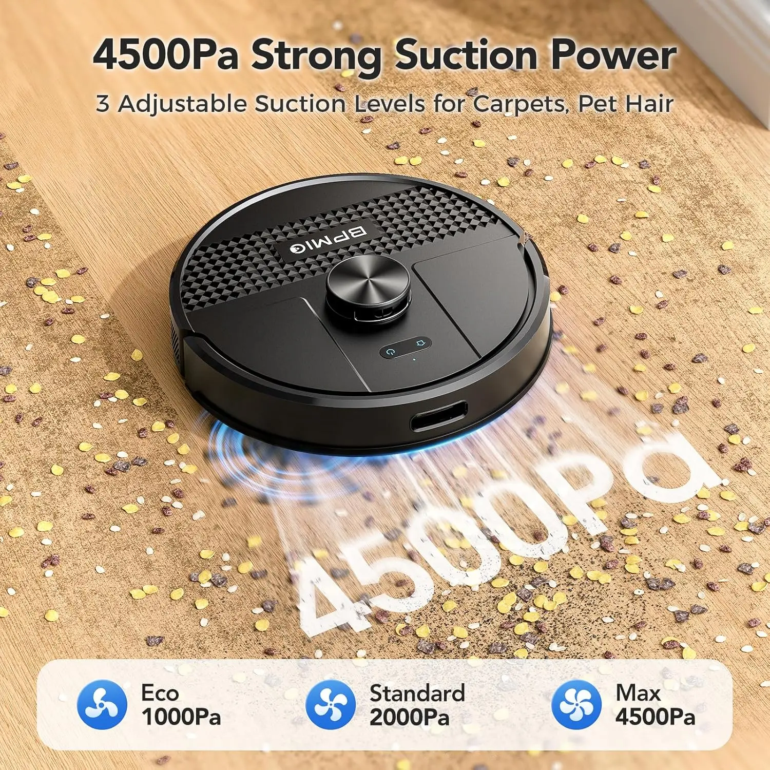 Robot Vacuum and Mop Combo 4500Pa Max Suction with LiDAR Navigation Smart Mapping, 145 Min Runtime Customized Cleaning Schedule