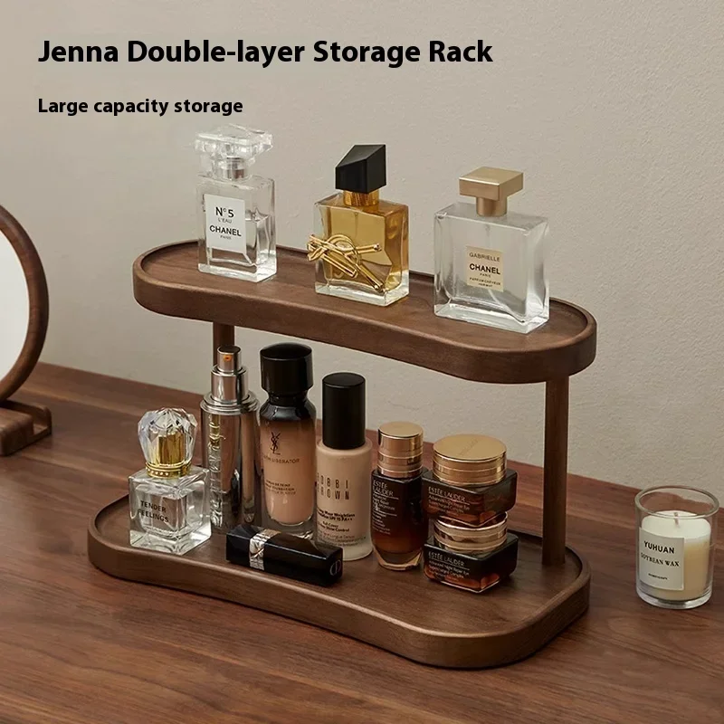 

Cosmetic storage box desktop perfume lipstick storage shelf wood retro dressing table skin care product jewelry storage rack