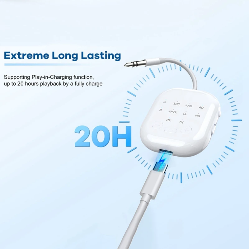 บลูทูธ 5.4 ตัวรับสัญญาณ 3.5 มม.AUX สเตอริโออะแดปเตอร์ไร้สาย 2-In-1 อะแดปเตอร์บลูทูธ