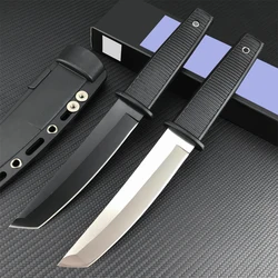 High Quality Combat Fixed Blade Knife 8Cr13Mov Tanto Blade White/Black Nylon Wave Fiber Handle EDC Tool Outdoor Hunting Knife