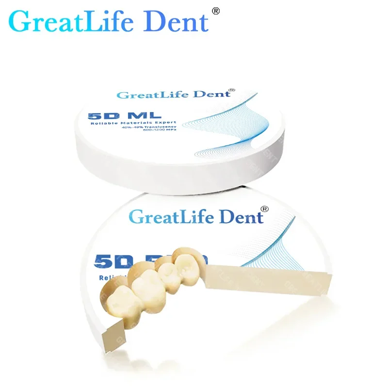 

GreatLife Dent CAD CAM 98mm 5D PRO Multilayer Zirconia 10/12/14/16/18/20/22/25/30mm Blocks Dental Lab CAD CAM Milling Material