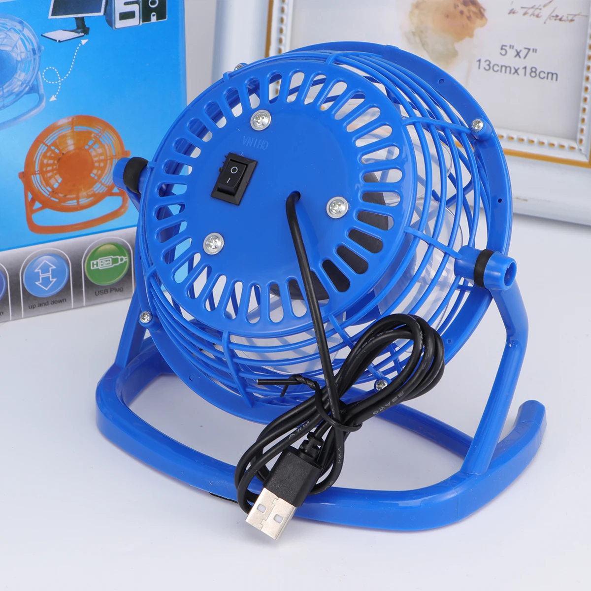 

【】Mini Usb Fan Portable Rechargeable Silent Handheld Table Fan Lightweight Durable For Office Home Travel Sleep Aid Blue