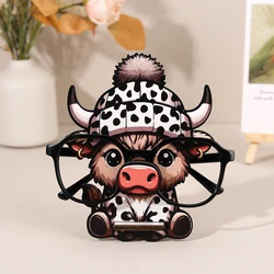 3D Cute Animal Glasses Frame Creative Cartoon Cow Glasses Frame Sunglasses Display Stand Hand Carved Home Wooden Decoration