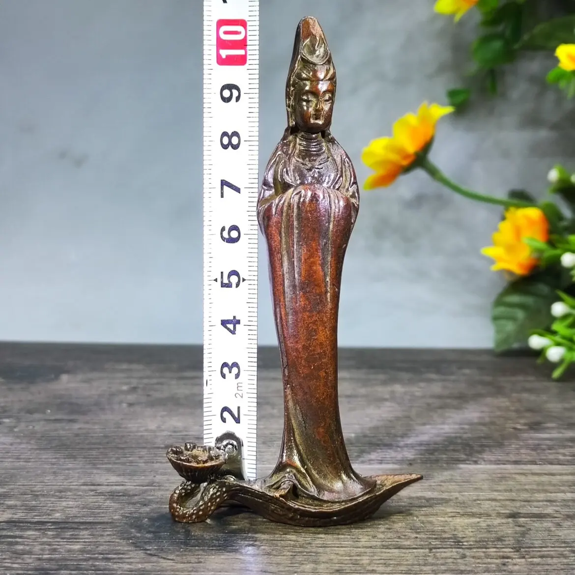 Retro Old One Leaf Guanyin Incense Holder Ornaments Standing Bodhisattva Tea Ceremony Zen Desktop