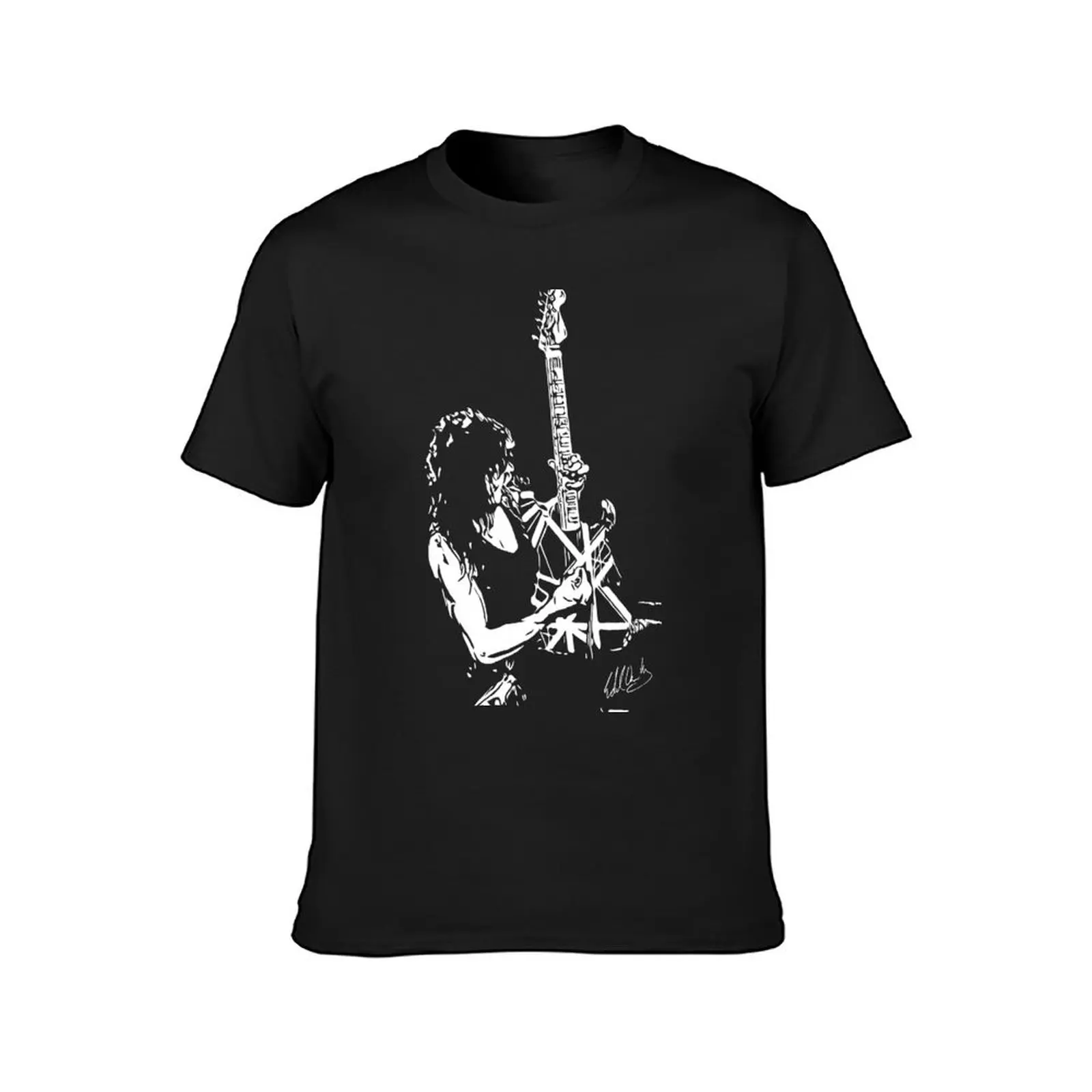 Eddie Van Halen Guitar 2 T-Shirt for a boy Aesthetic clothing vintage clothes blanks black t-shirts for men