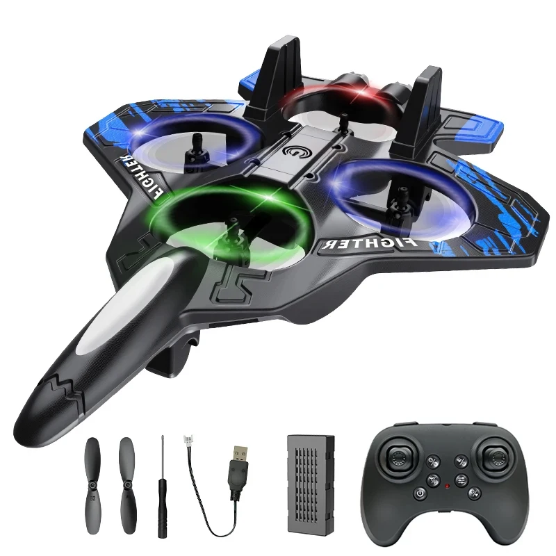 L101 RC Aereo da caccia in schiuma telecomandato da 2,4 GHz con luci a LED, modello di aereo pronto per volare, regalo giocattolo per bambini e adulti