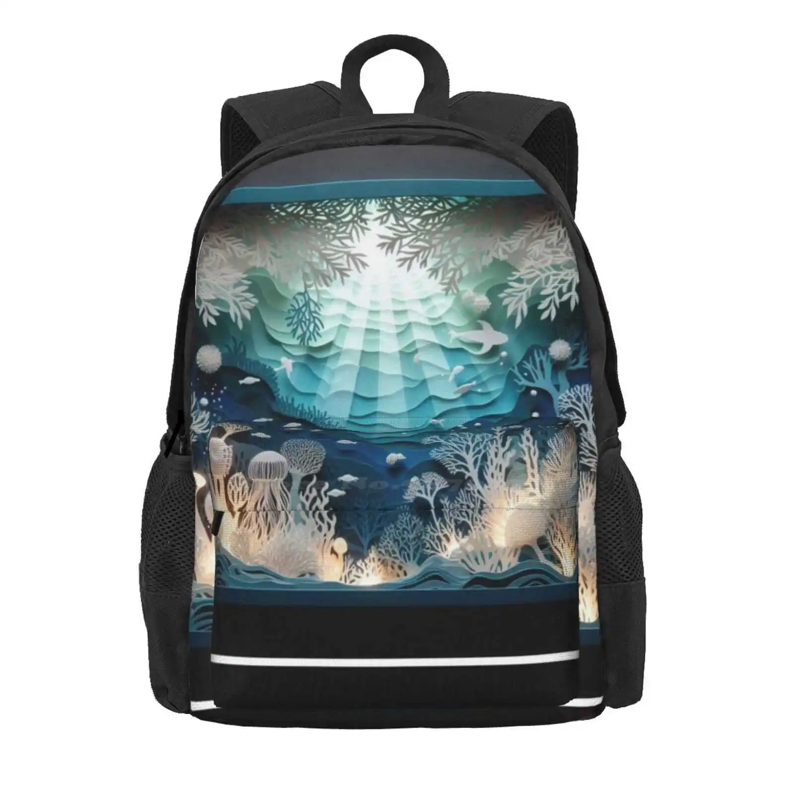 Aqua World Hot Sale Schoolbag Backpack Fashion Bags Aqua World Ocean Sea Marines Creatures Fish Whales Turtle Underwaterworld