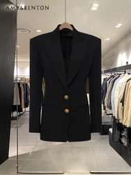 Fashion Commuter Suit Jacket for Women 2024 Early Spring New High-Grade Temperament Single-Breasted Cross Collar Slim Jackets