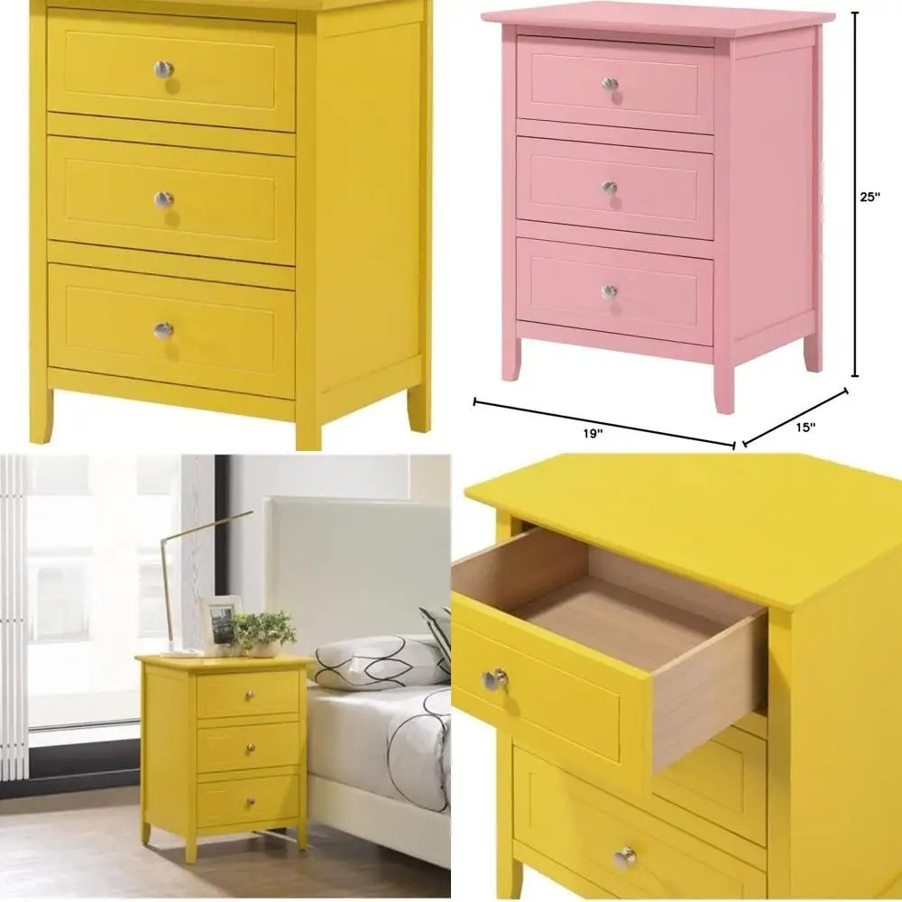 Yellow Triple-Drawe…