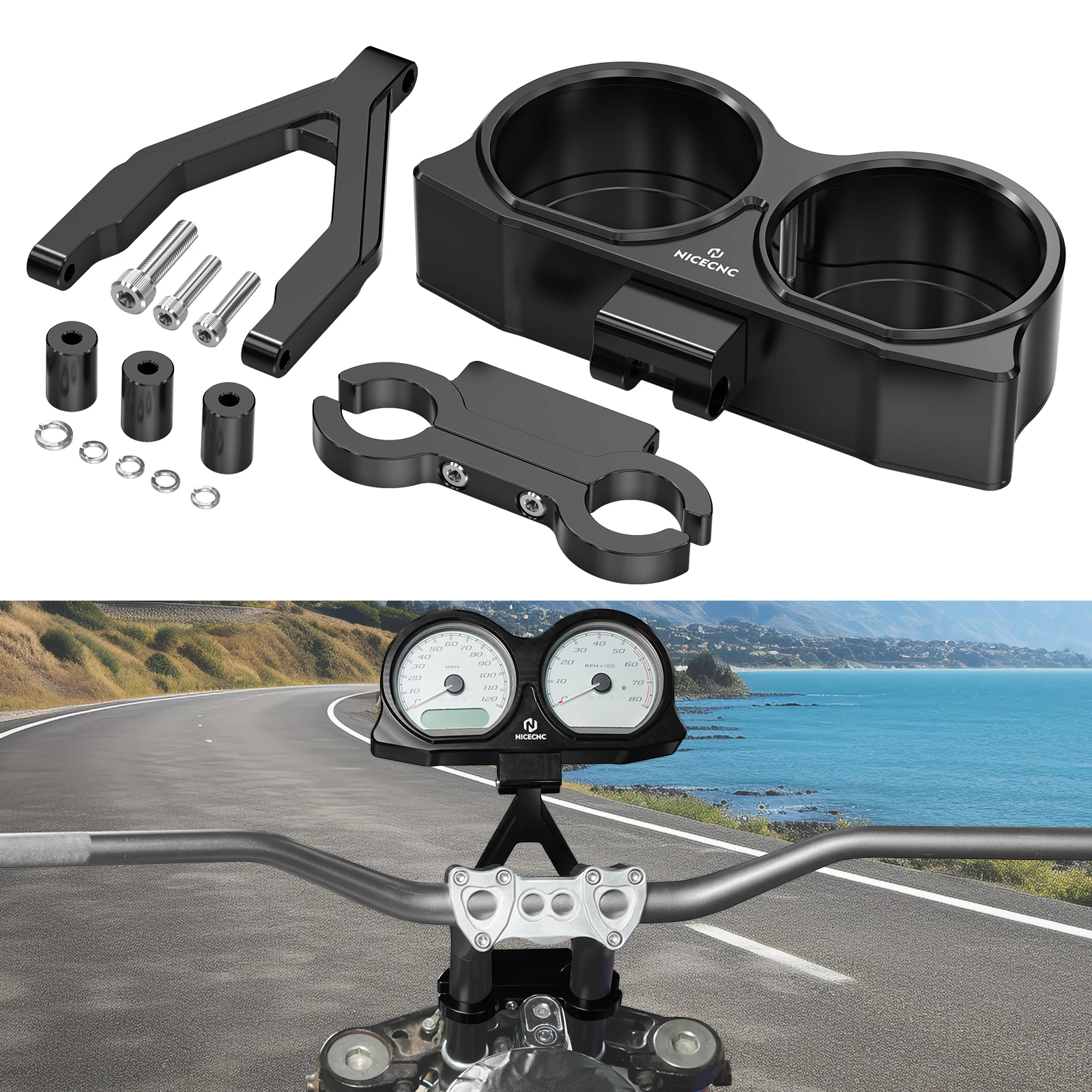 For Harley Road Glide T-Bar Gauge Relocation Bracket for Road Glide Special FLTRX FLTRXS 2015-23 Road Glide ST FLTRXST 2022-2023