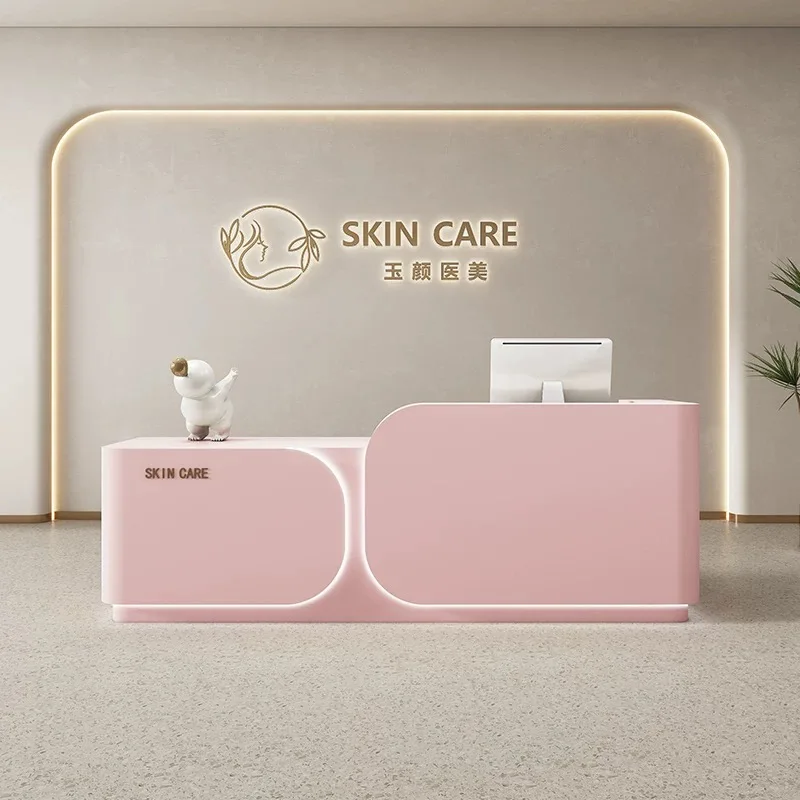 

Nordic Luxury Checkout Counter Clothing Store Training Institution Platform Company Reception Desk Wooden Office Furniture FYRD