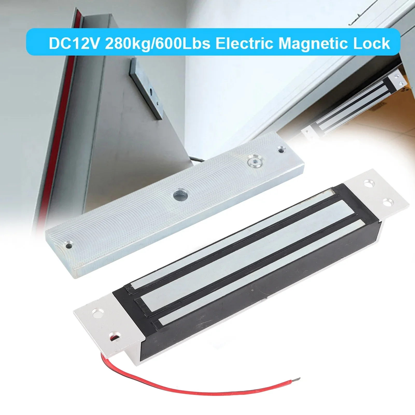 DC12V 280kg/600Lbs Electric Magnetic Lock Holding Force Electromagnet Lock Secure NC Mode Holding Force Lock Electromagnet Lock
