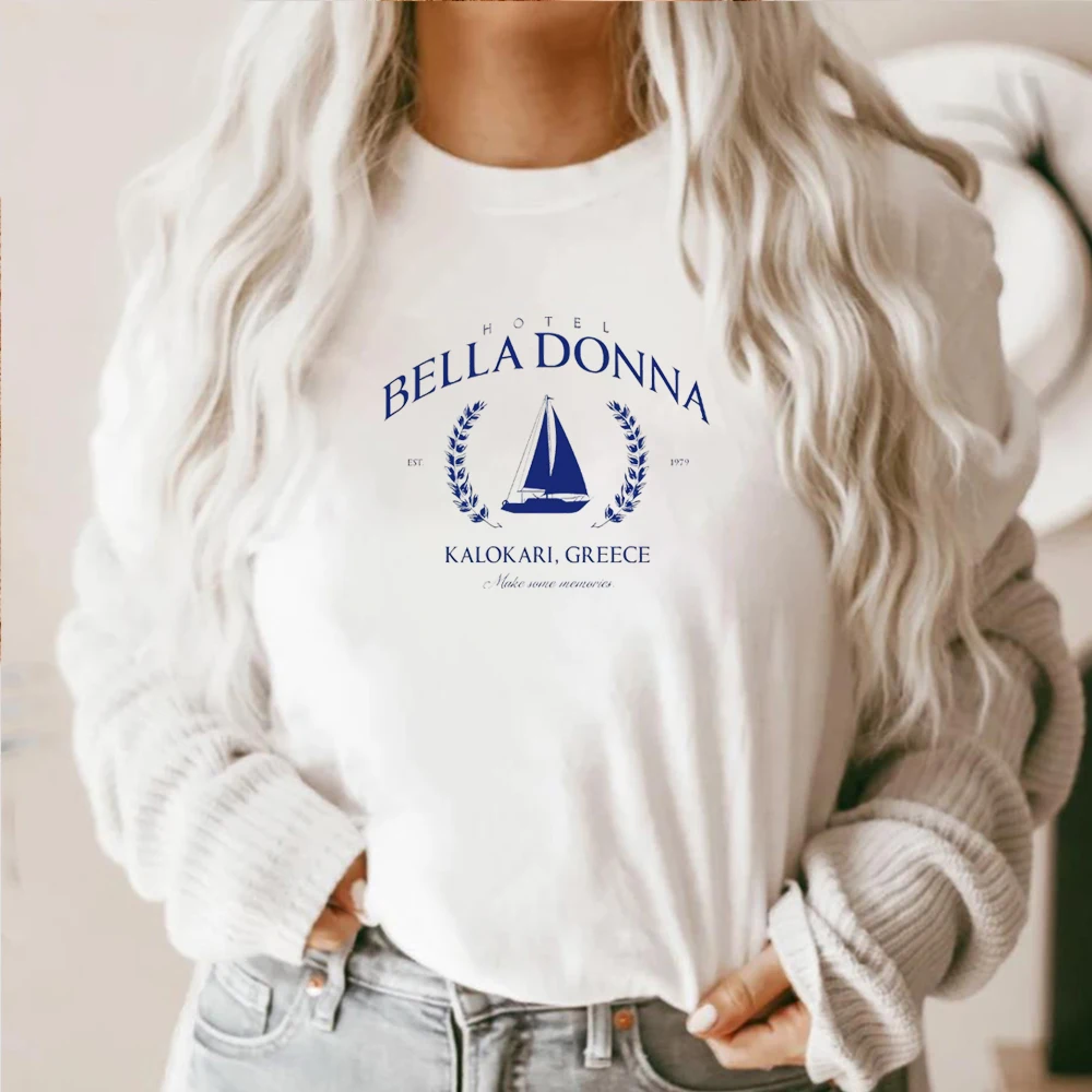 Hotel Bella Donna T-Shirt Tee Top Mamma Mama Dancing Womens Gift Memories that remain Short Sleeve Mamma Mia inspired Y2K Tee