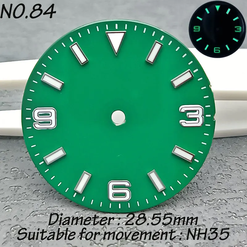 Jam tangan Dial NH35 NH36 28.5mm Aksesori wajah C3 Super bercahaya Dial kustomisasi Logo DIY jendela tanpa tanggal