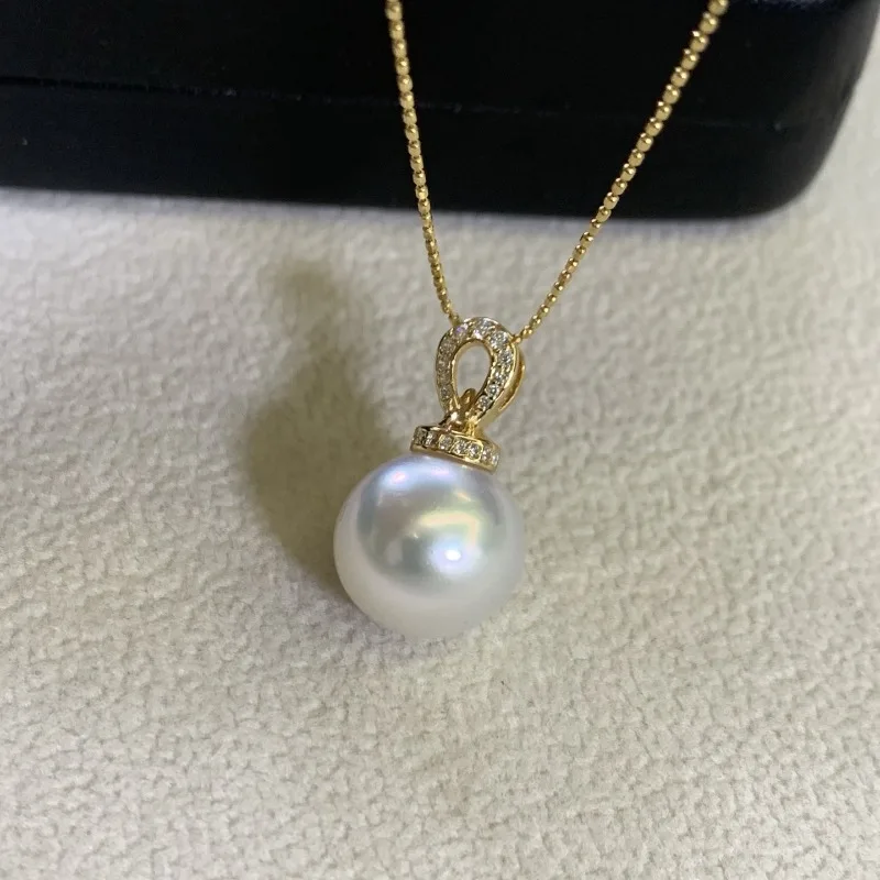 925 Sterling Silver Accessories Exquisite Pendant with White 12-13mm Natural White Pearl