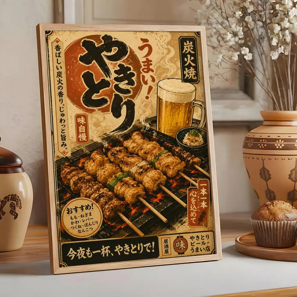 Vintage Japanisches Fisch-Sushi-Lamian-Nudel-Poster für Wohnzimmer, Schlafzimmer, Bar, Flur, Klebende Wandkunst, Wasserfeste Ästhetische Dekoration – Detail 7