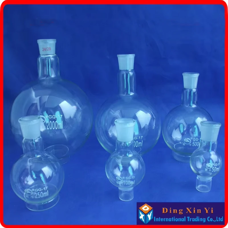 DXY Premium Round Bottom Glass Flask, Single Neck, Chemical Boiling Flask, 24/29, 1 Neck, 500ml