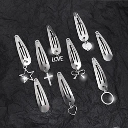 Silver Star Snap Hair Clips para mulheres e meninas, Metal Side Bangs, Novos Acessórios de Moda, Y2K BB, 2 Pcs, 10 Pcs, 30 Pcs, 50Pcs