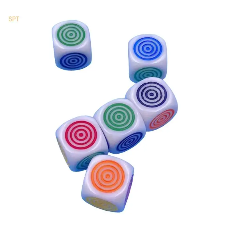 16mm Six Sided Dices Acrylic Game Dices Classroom Colorful Dices Circle-shape Counting Board Game Toy Dices Party Tool 714F