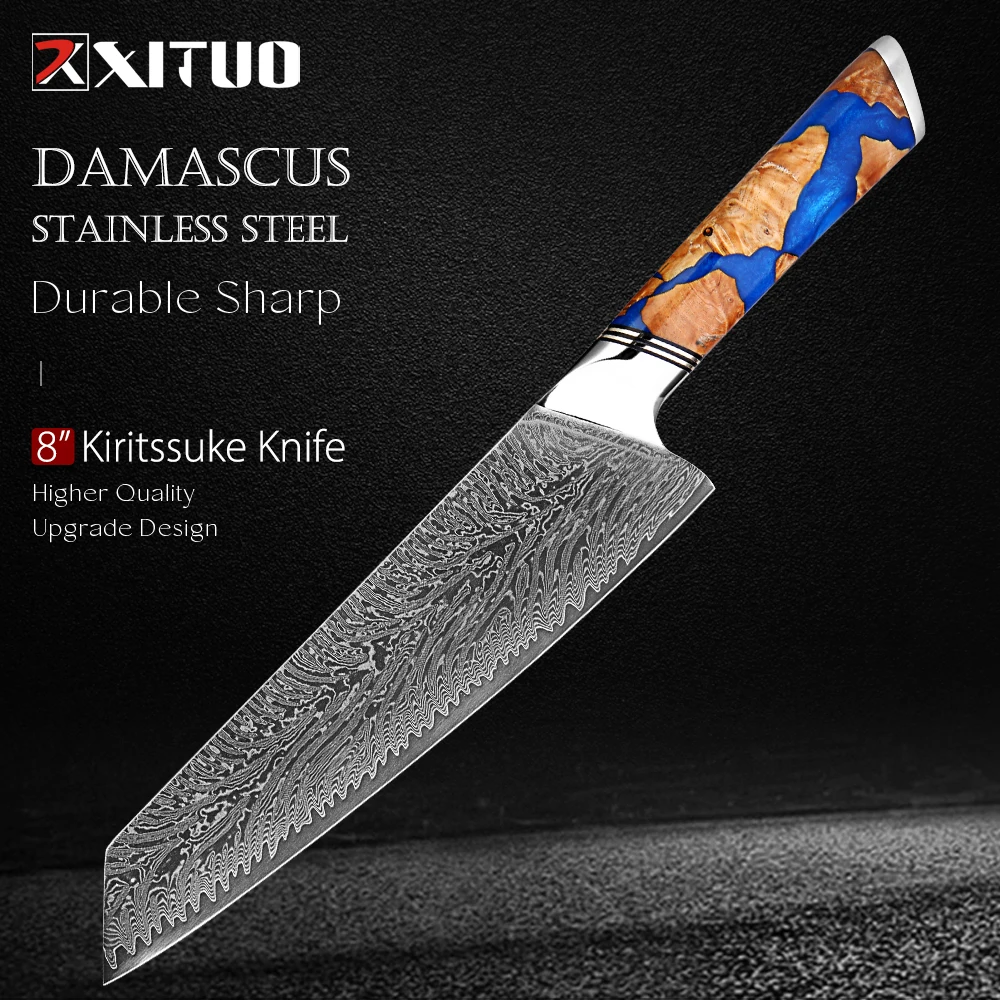 سكين الشيف Kiritsuke 8 بوصة، سكين الطاهي الياباني الاحترافي VG10 دمشق الصلب، سكاكين المطبخ حادة للغاية مع مقبض مريح #1