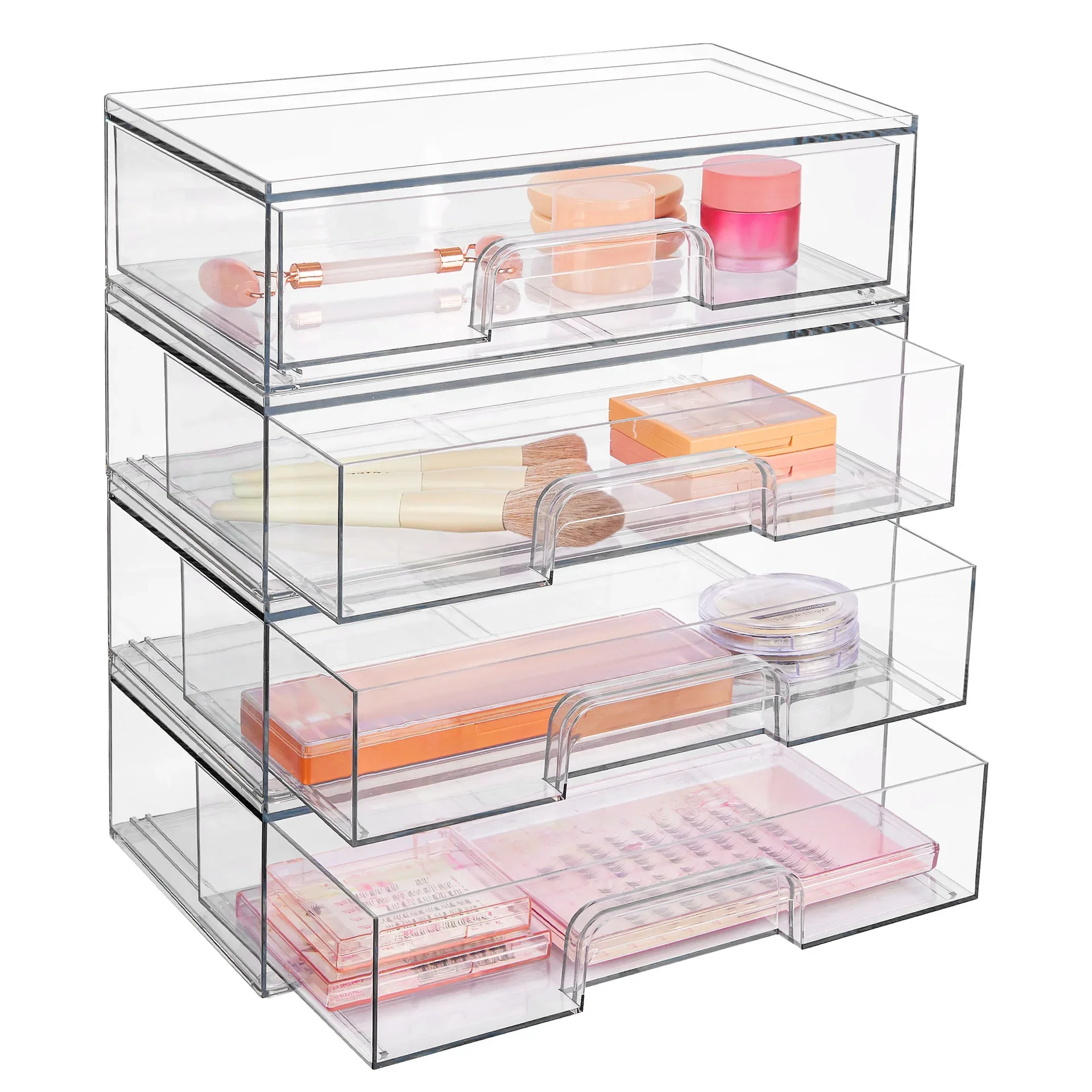 New Desktop Jewelry Box Household Transparent Skin Care Product Storage Cabinet, Dust Drawer Makeup Organizer Box