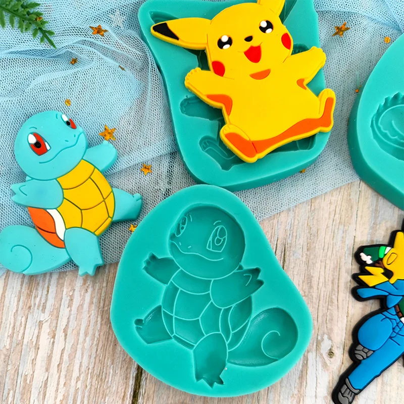 Pokemon Anime Figures Pikachu Cake Chocolate Tools Cookie Baking Silicone Mold Toys Squirtle Bulbasaur Mould Decoration Diy Gift