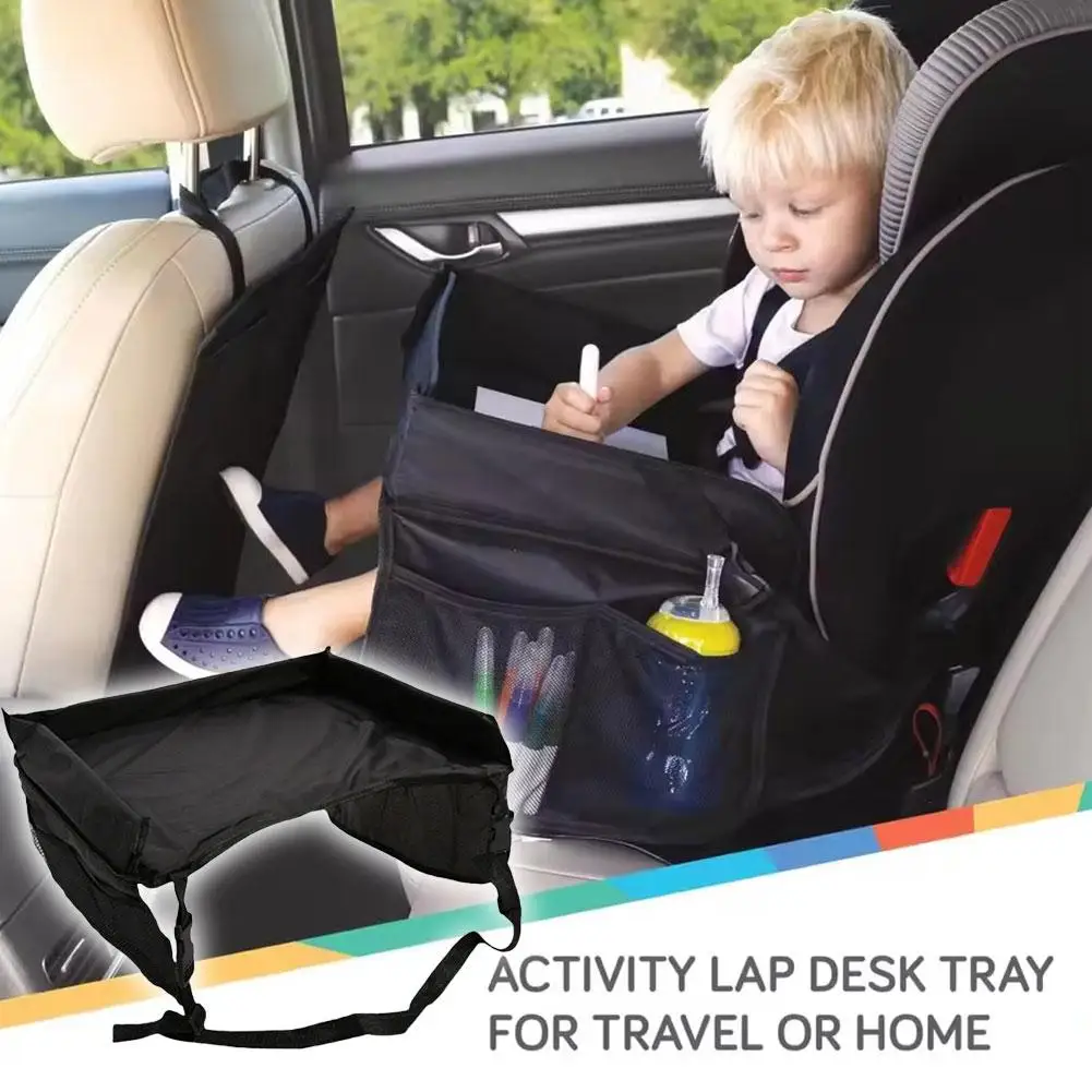 Travel Tray Car Seat Activity Lap Desk With Storage Pockets Spill-Proof Portable Desk For Toddler Road Trip Entertain