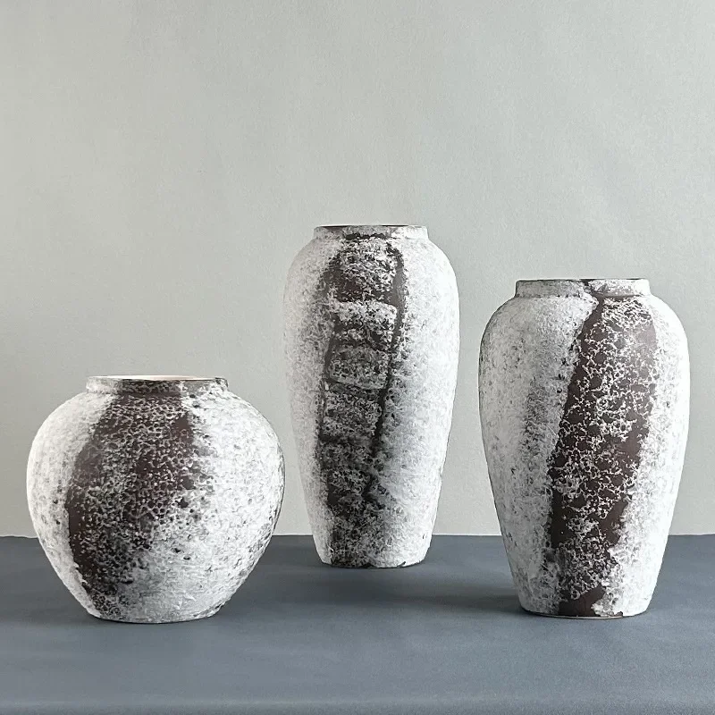 for Ceramic Vase Coarse Pottery Flower Arrangement Retro Nostalgic Handmade B&B Hotel Wabi Sabi Zen Ornament Jar
