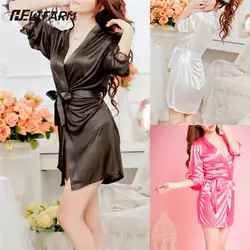 Sexy Women Satin Soft Nightgown Lingerie Nightdress Female Sleepwear Robe Night Suits Satin Robe Black White Rose