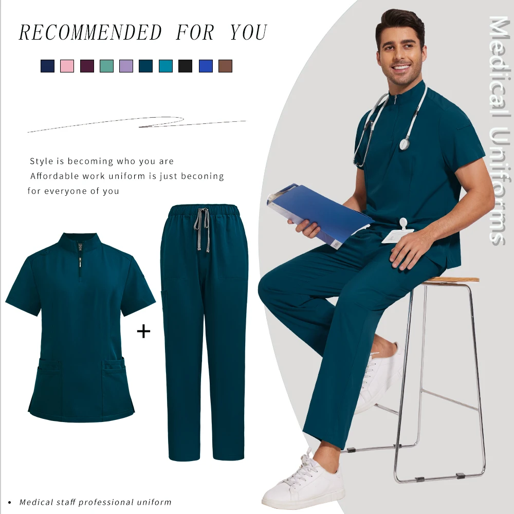 Vêtements de travail cliniques bleu Royal, ensemble d'uniforme médical chirurgical, vêtements de travail extensibles pour soins infirmiers, uniforme de dentiste dentaire, haut de gommage avec poches, pantalon