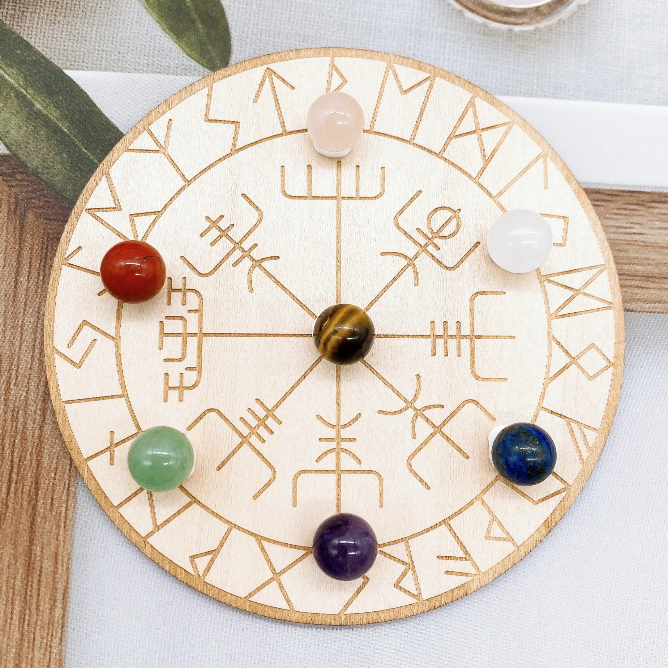 10mm Natural Chakra Beads Magic Wooden Plates Crystal Quartz Stone Healing Energy Gravel Yoga Meditation Home Decor Gift