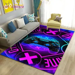 Zone de contrôleur de jeu de dessin animé 3D, tapis lea pour salon, chambre à coucher, canapé, décoration de portes, polymère de sol non ald, jeu pour enfants