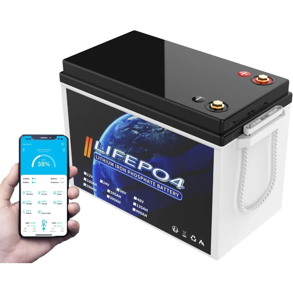 Small 12V 200Ah LiFePO4 Battery w/ 200A BMS - 2560W Max Power, 15K+ Cycles Lithium Iron Phosphate