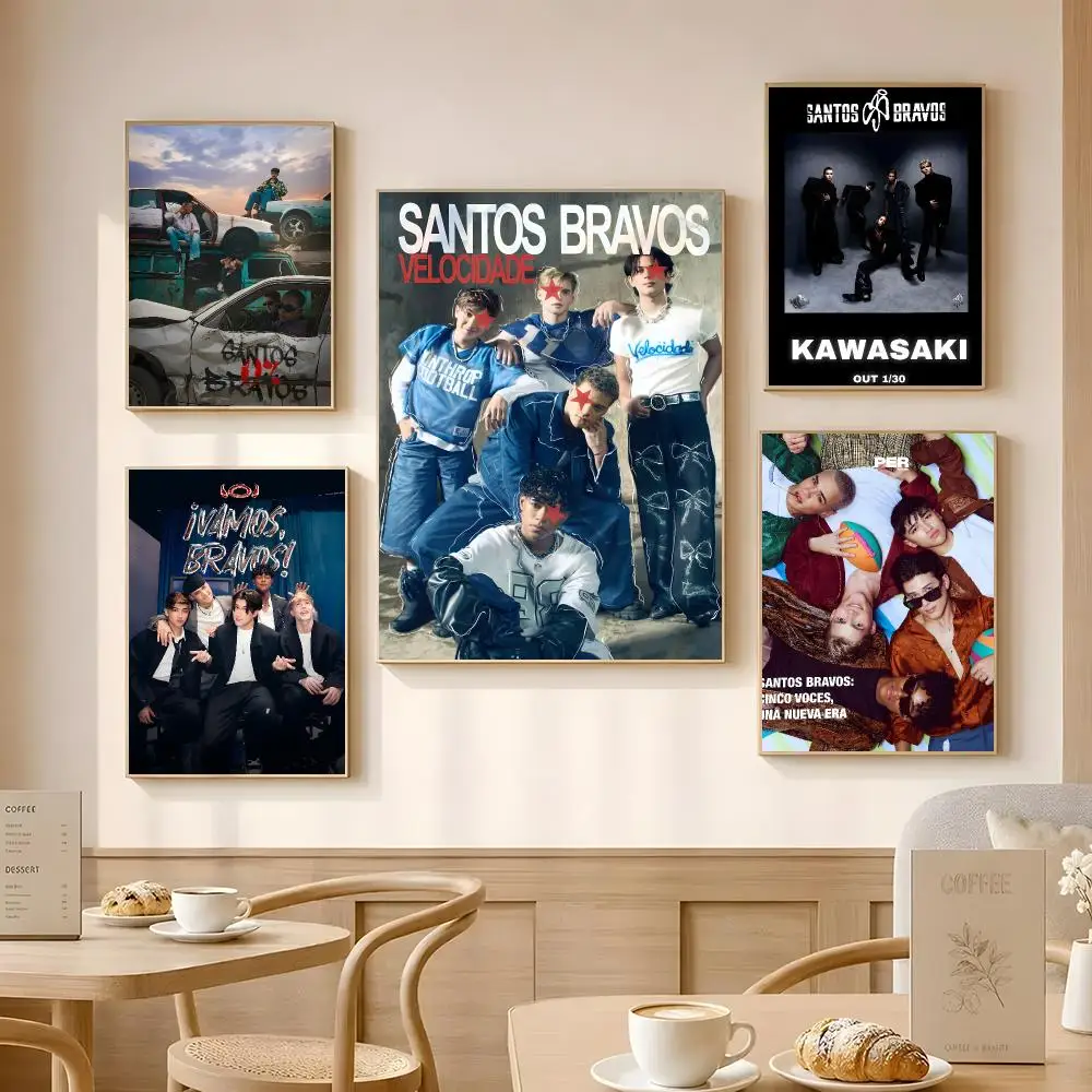 Band Santos Bravos Poster Poster Self-adhesive Art Waterproof Paper Sticker Coffee House Bar Room Wall Decor